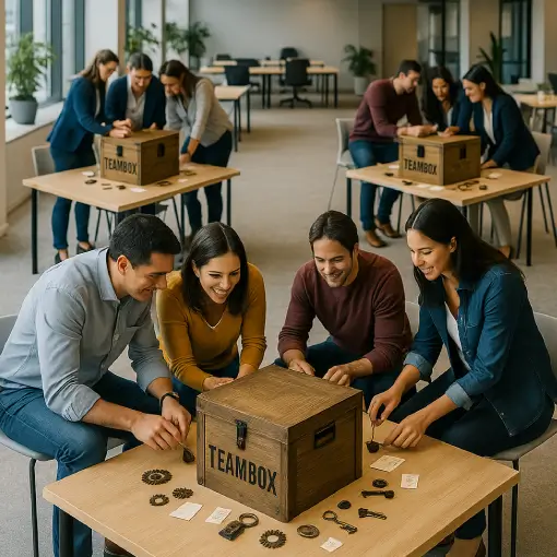 Actividad de Escape Room portátil tipo TeamBox para equipos corporativos