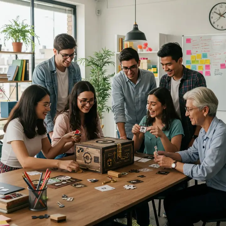 Actividad de integración con escape room portátil en empresa de Bogotá